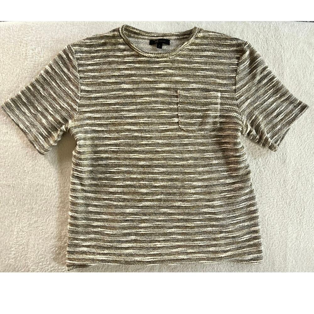 Frye Shirt Brown Beige Textured Slub Weave Mens Medium